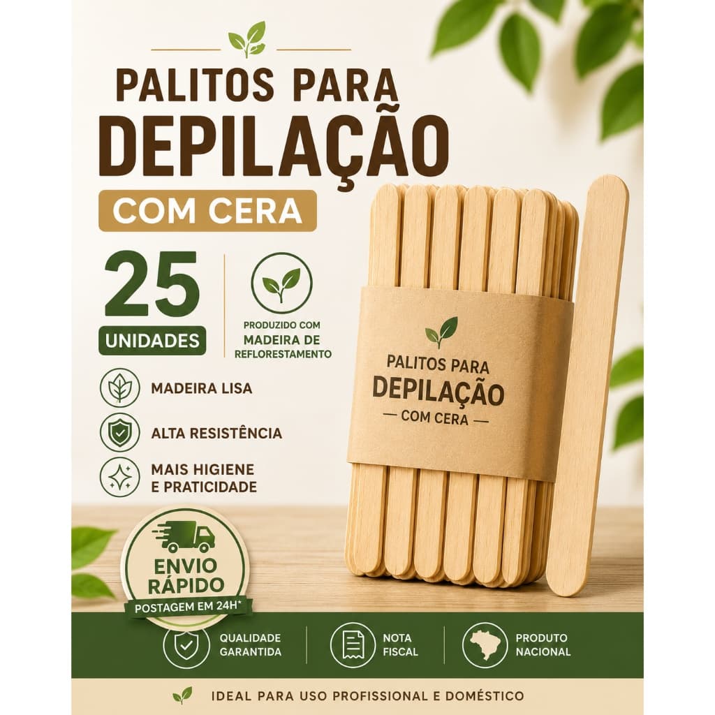 Palito para Depilação com Cera 25 unidades Envio Rápido
