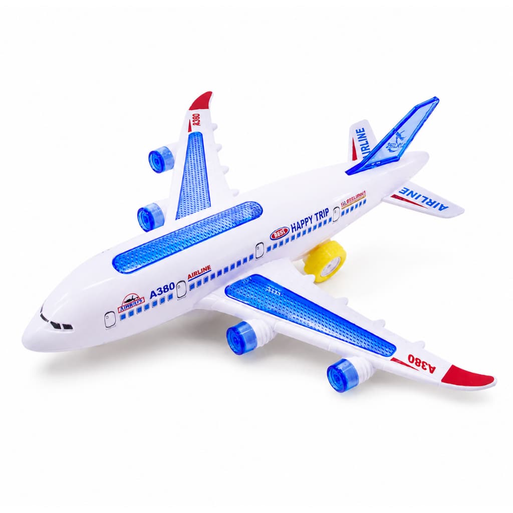 Avião A380 Brinquedo Infantil com Som, Acende Luz e com Movimento Automático