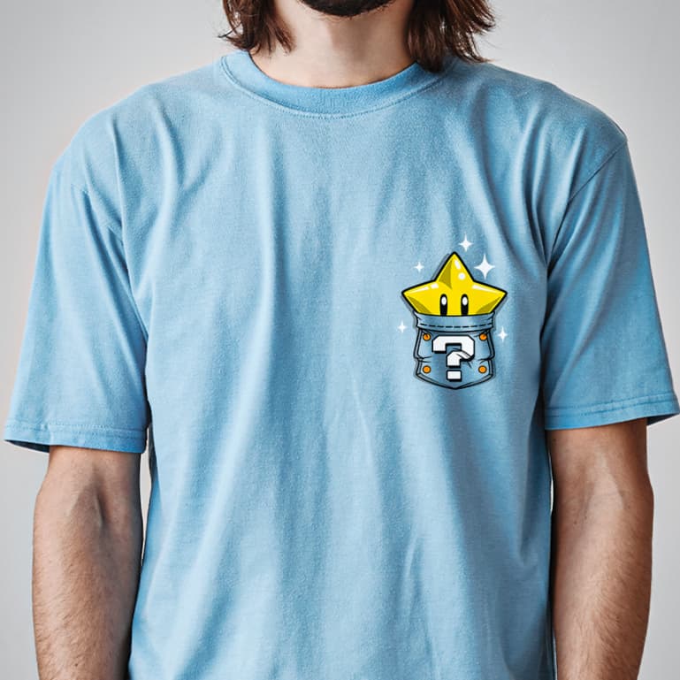 Camiseta MARIO ESTRELA BOLSO VIDEO GAME Streetwear 100% Algodão Unissex Camisa Premium