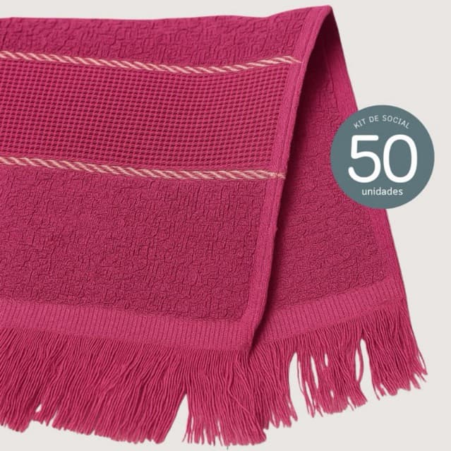 KIT COM 50 UNIDADES DE TOALHA DE MÃO SOCIAL ATACADO 20x30CM - ALGODÃO  - PARA BRINDE