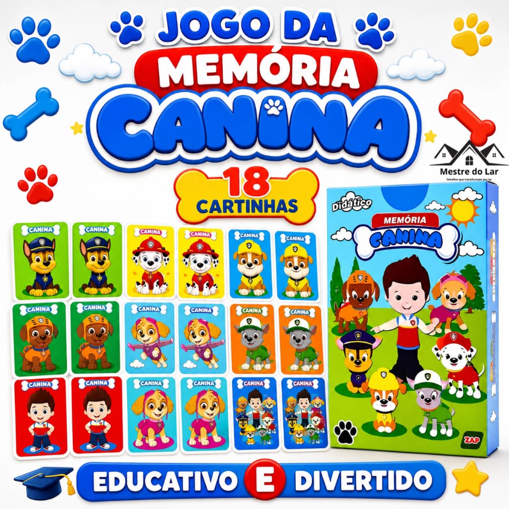 kit 3 - 30 Caixinhas Jogo da Memoria CANINA Brinquedo Educativo Festa Lembrancinha Prenda