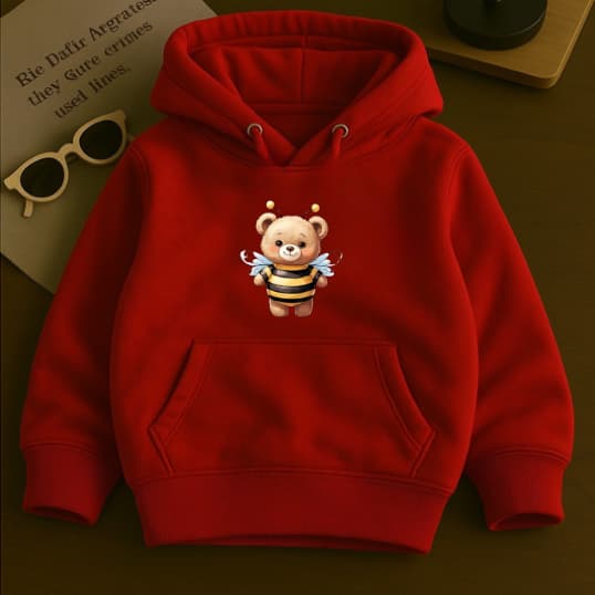 Moletom Agasalho Capuz e Bolsos Infantil Premium Estampa Ursa Abelinha Fofa
