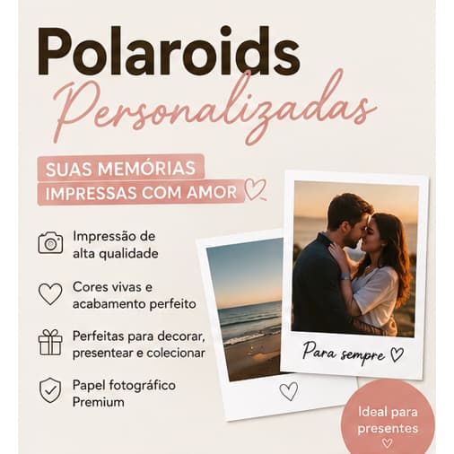Polaroid Personalizada com Suas Fotos 7x5cm | Impressão Premium | Envio Rápido