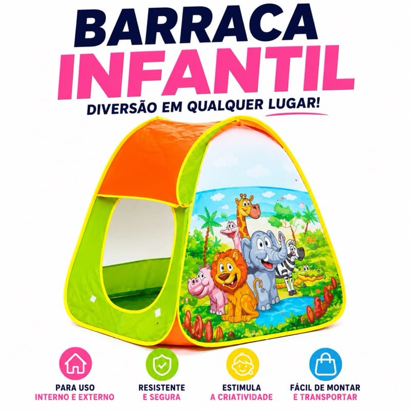 BARRACA TENDA INFANTIL Montável e Desmontável Brinquedo Educativo pra Crianças PORTÁTIL