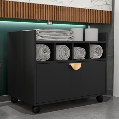 Gabinete De Banheiro 1Gaveta Organizador Nicho Com Rodizios Multiuso Pratico Compacto Versátil Cores