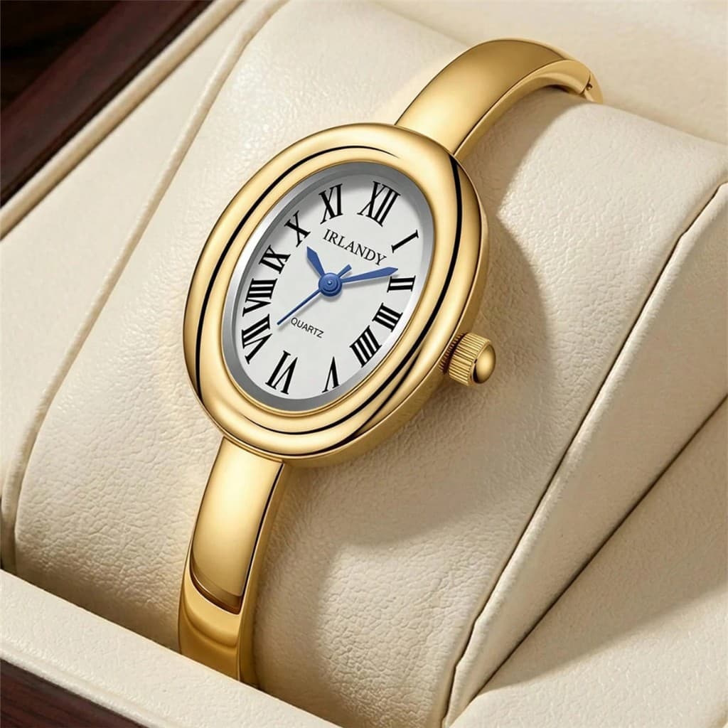 Relógio Bracelete Feminino Oval Slim Inox Aco Vintage Luxo
