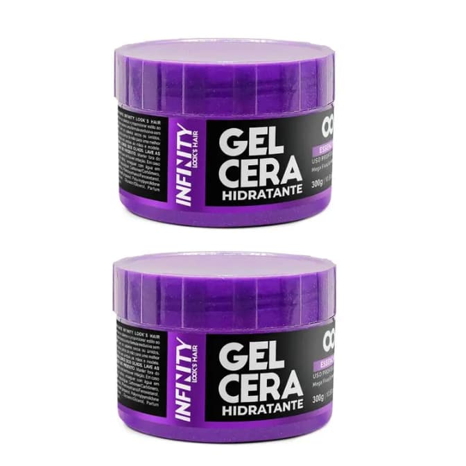 Kit 6 Gel Cera Infinity Profissional Modelador de Cabelo Fixação Forte Brilho Barbearia