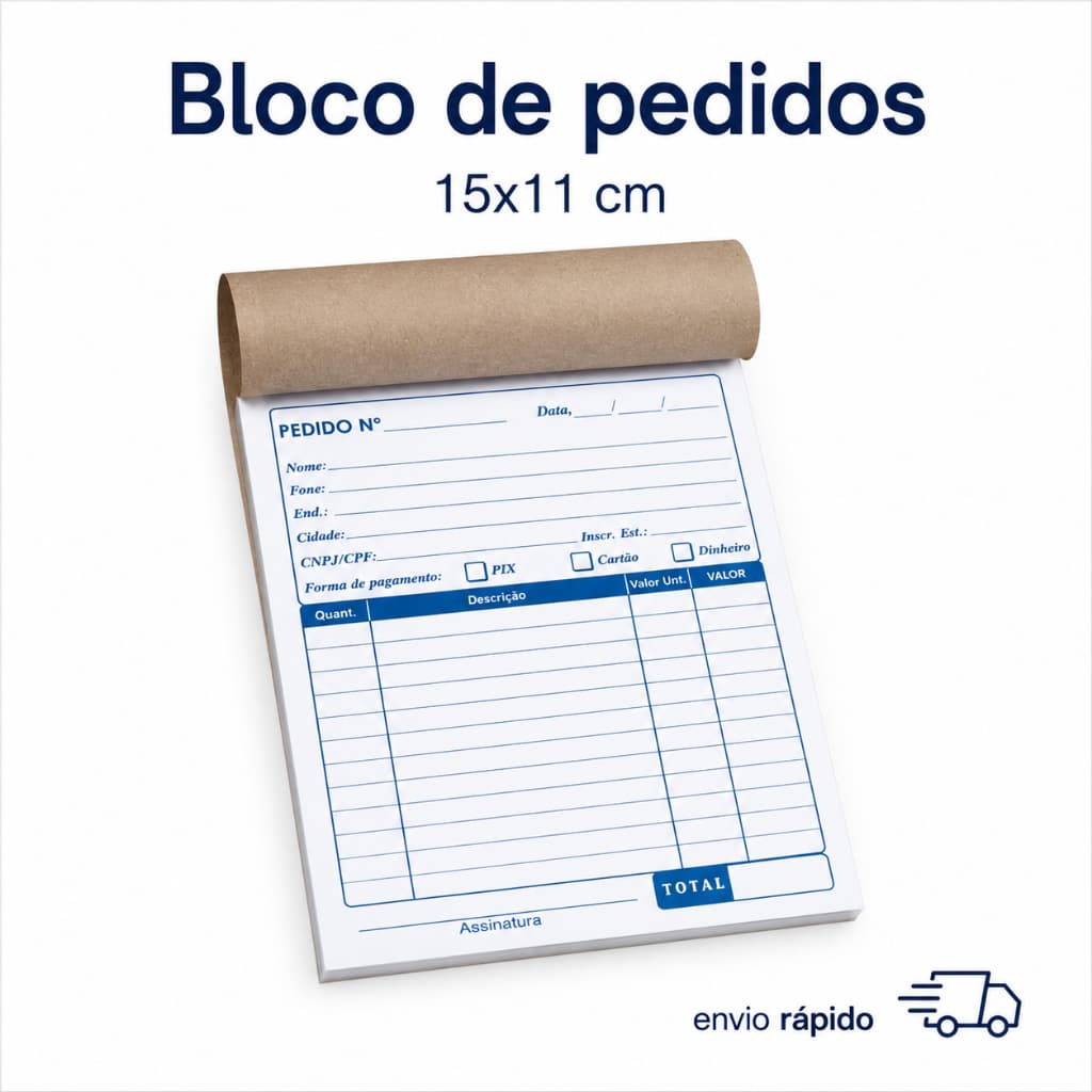 Talões de Pedidos  15x11 cm  Neutra Bloco de Pedidos Mercados Lanchonetes Delivery