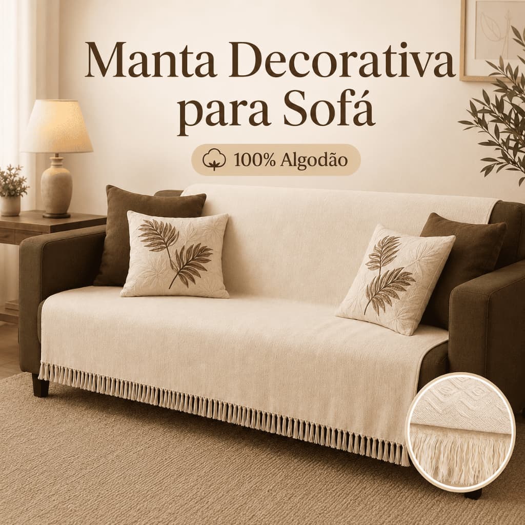 Manta Decorativa para Sofá 3MX1,80M Grande Luxo Casal Capa Protetora Antipoeira Premium