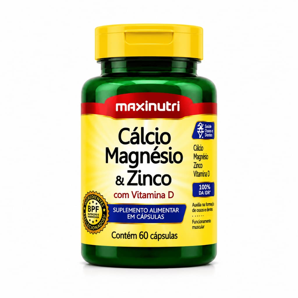 Cálcio Magnésio Zinco Vitamina D Suplemento Alimentar Ossos Dentes Imunidade Maxinutri