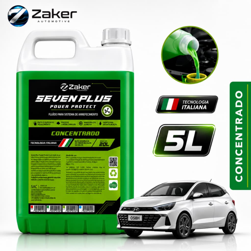 Fluido Concentrado Radiador Verde 5L Original Zaker Seven Plus Universal