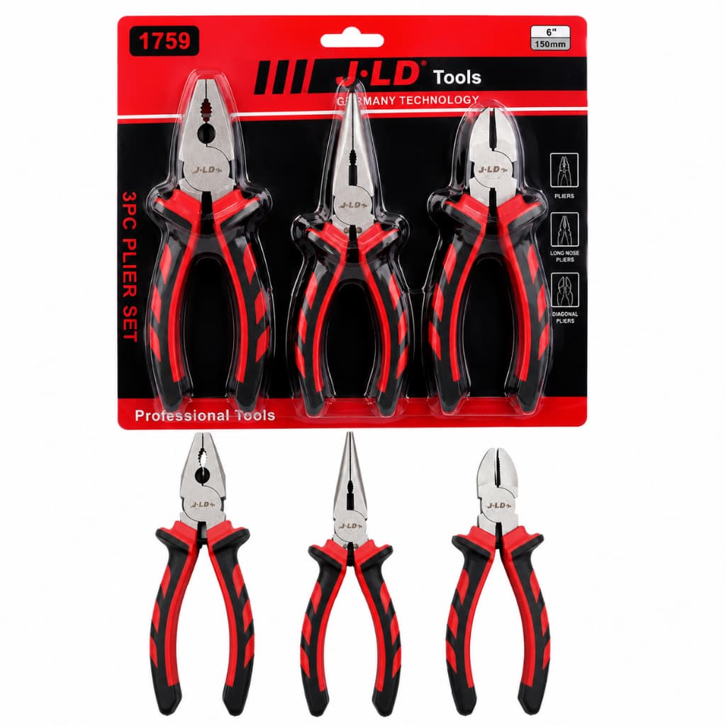 Kit Alicates 3 Peças Profissional Ponta Fina + Corte Diagonal + Alicate Universal
