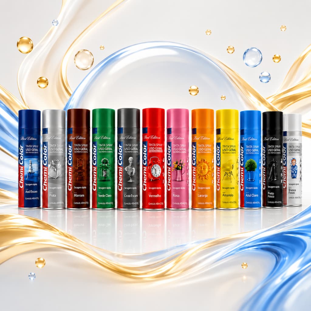 Tinta Spray Uso Geral Chemicolor 400ml Metal Madeira Plástico Secagem Rápida Várias Cores