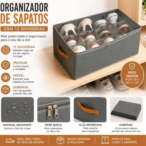 Caixa Organizadora Multiuso para Sapatos em PVC Transparente