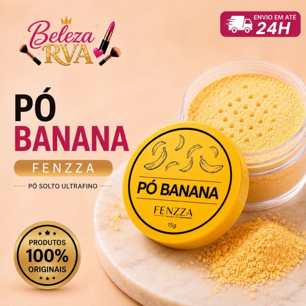 Pó Banana Fenzza Matte  Sela Maquiagem Controla Oleosidade
