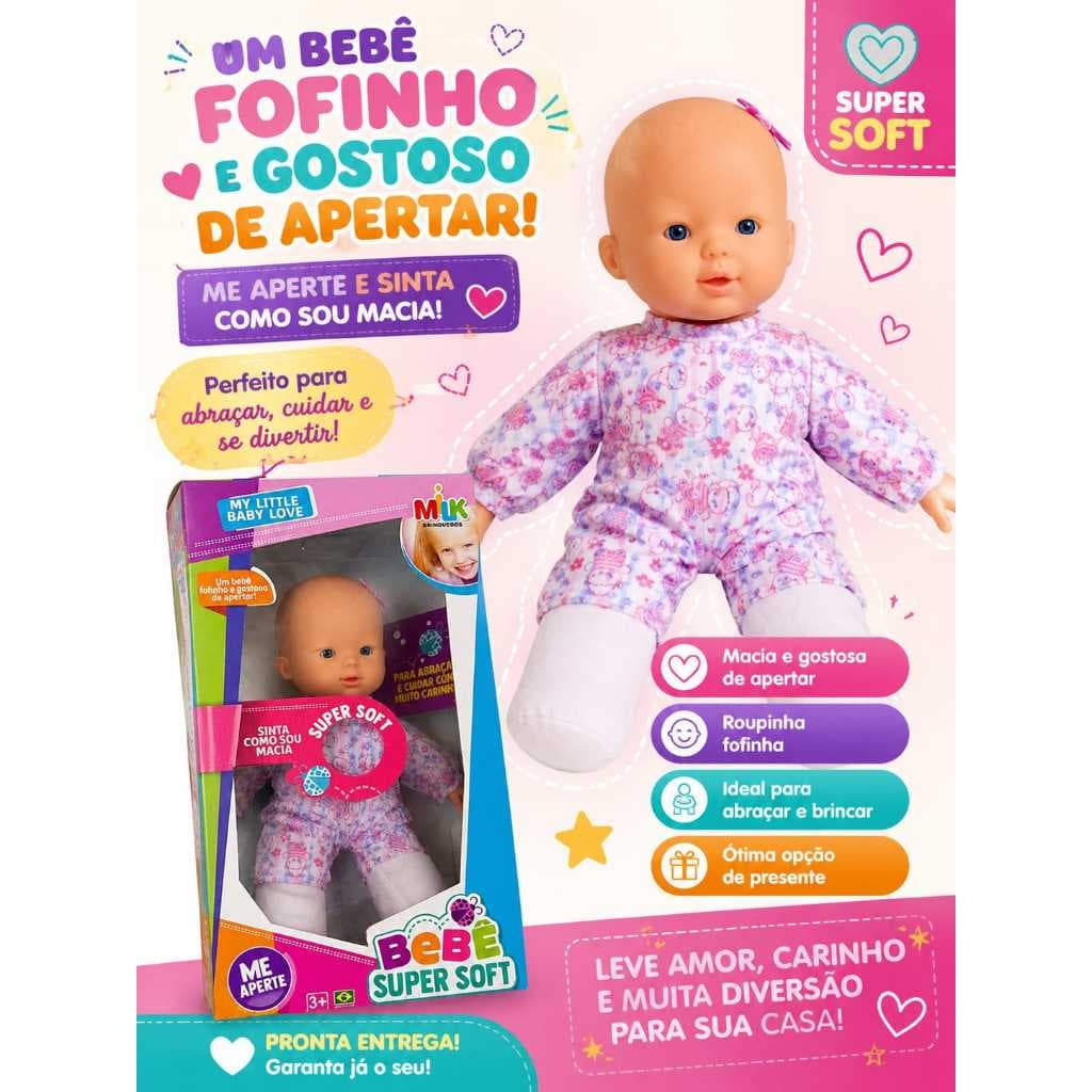 Boneca Bebê super soft  milk macia l 30 cm l  um bebe fofinho e gostoso de apertar l Dia das crianças l natal l presente