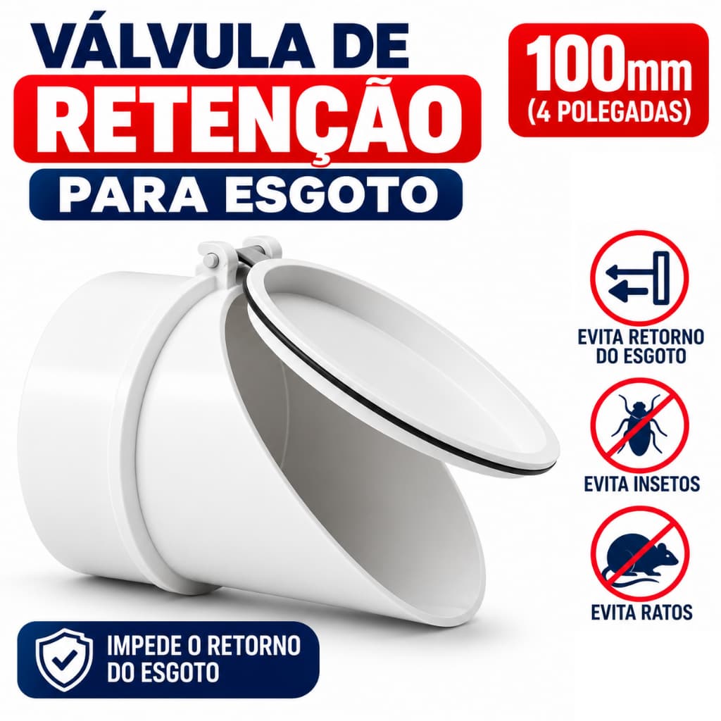 Válvula De Retenção Esgoto Ponteira 100mm (4 Polegadas) Valeplast