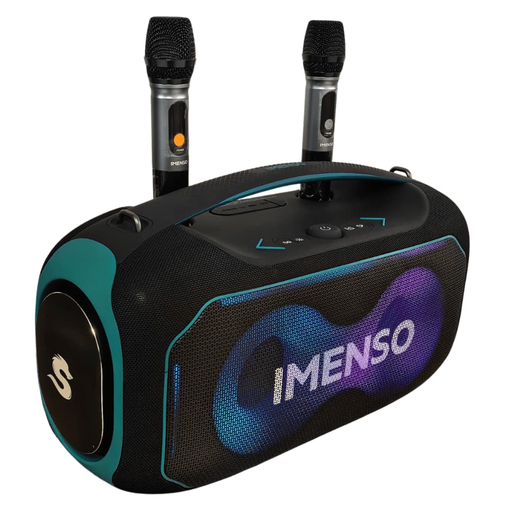 Caixa De Som Bluetooth Imenso 350W Com 2 Microfones Sem Fio RGB Rádio FM TWS USB AUX TF Karaoke IPX5