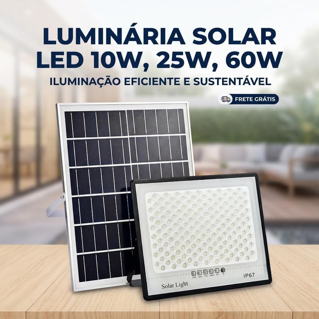 Luminária Solar LED Estrela Cadente Branca IP67 10W, 25W, 60W Sem Fio Resistente À Água Externa MTX Sustentável