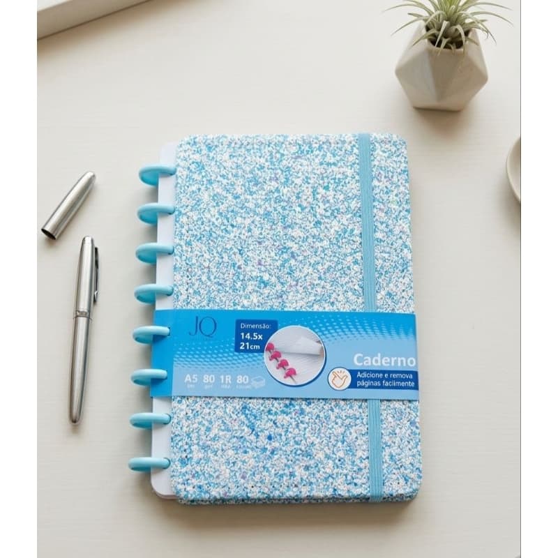 Caderno Inteligente Glitter A5 Argolado Com 80 Folhas ✨️