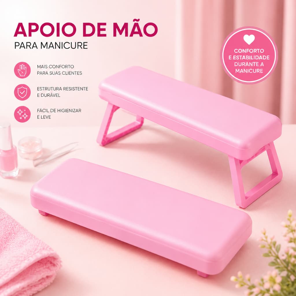 Apoio de Mão para Manicure Nail Designer Portátil Descanso de Mão