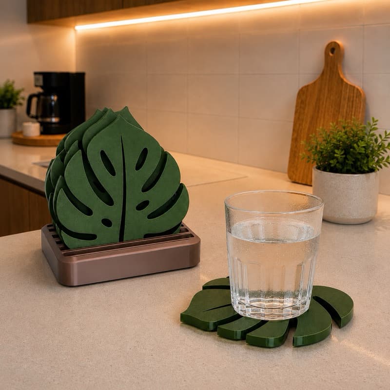 Porta copo de folhas para mesa posta jantar café taças garrafa organização e decoração costela de Adão
