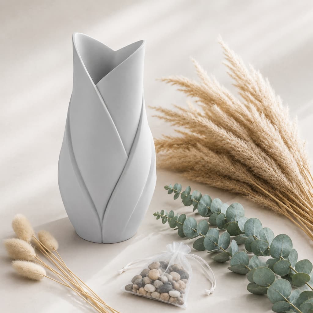 Vaso Tulipa Decorativo Moderno em PLA para Sala Quarto Escritório e Decoração