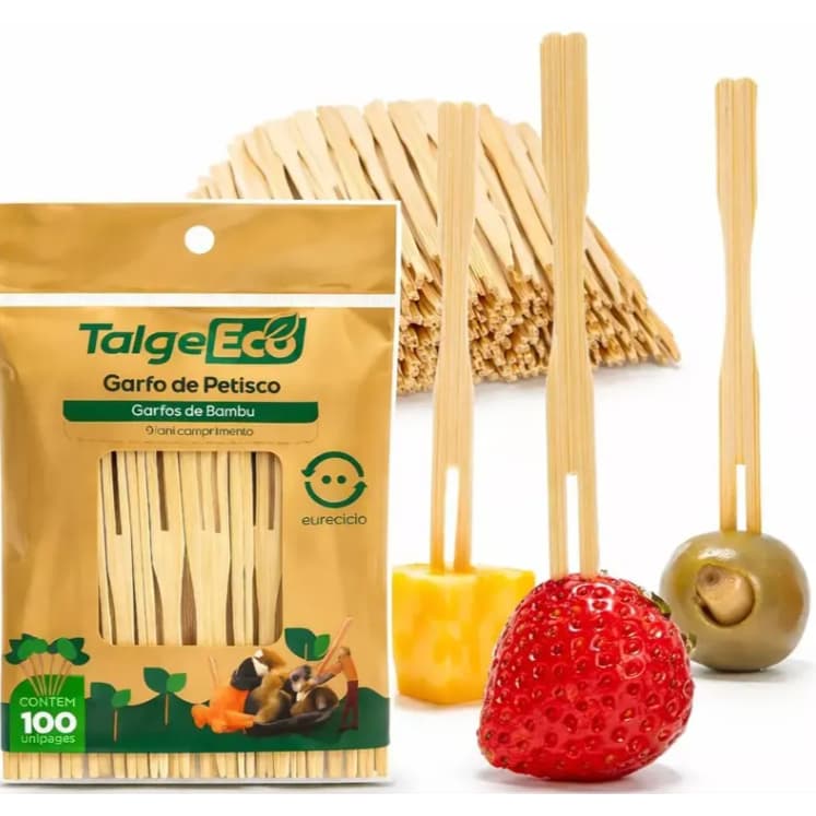 Kit Mini Garfos P/Petisco de Bambu Sustentável C/300, 500, 800 e 1000 Garfinhos Ecológicos Talge