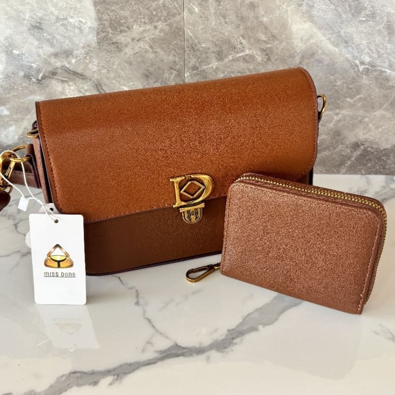 Bolsa Feminina Transversal com Carteira de Brinde Luxo Couro com Alça Regulável Tiracolo Elegante Casual