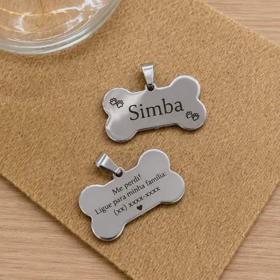 Placa Pet Identificação Personalizado Inox