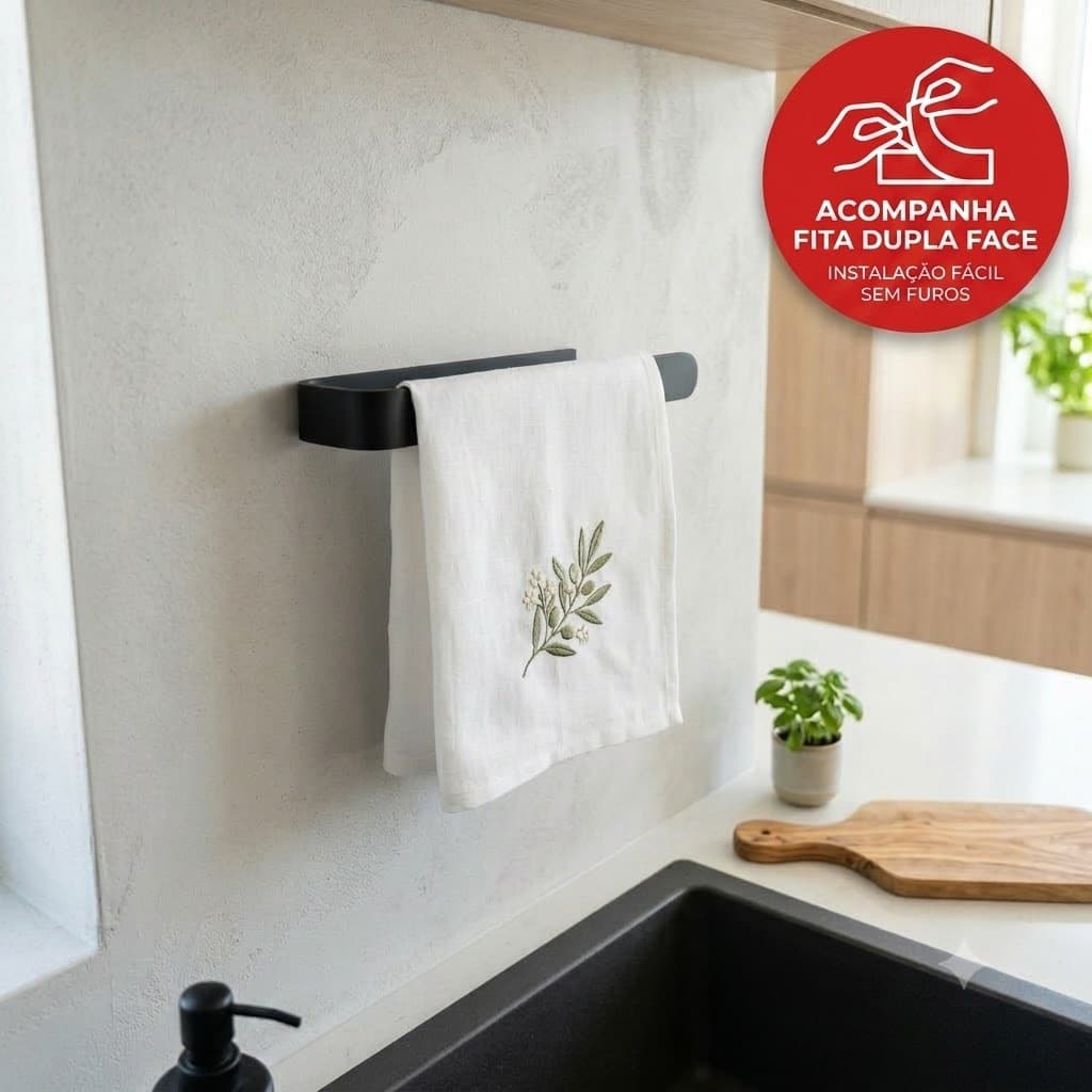 Suporte Toalheiro De Parede Para Pano De Prato Cozinha Adesivo Variação De Cores