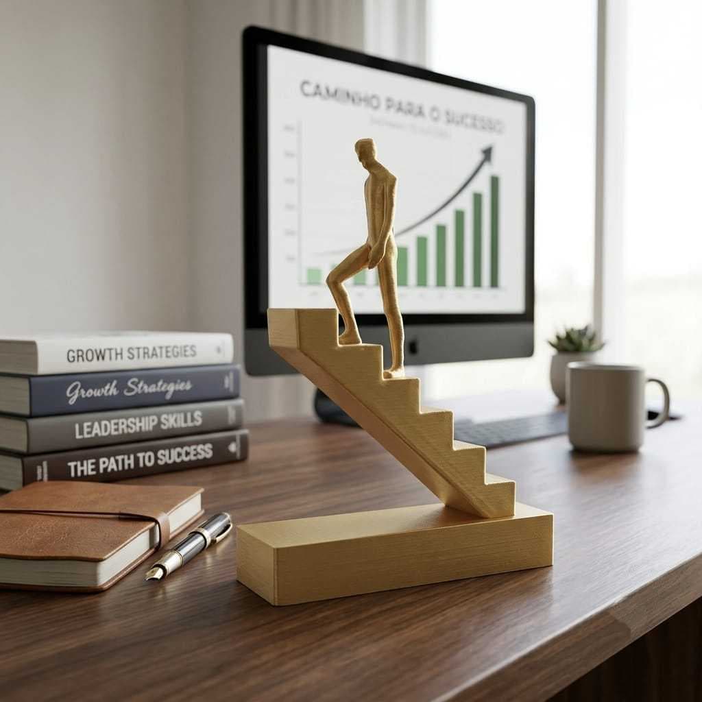 Escultura Caminho Para O Sucesso Estatueta Motivacional Decoração Home Office Escritório Empreendedorismo Presente