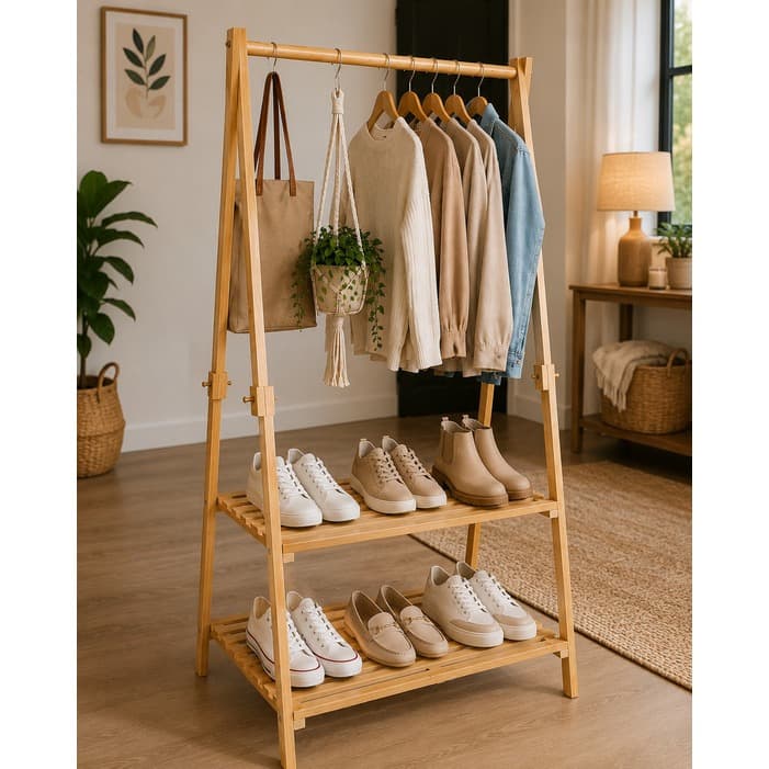 Cabideiro Organizador Madeira Pinus Para Roupas