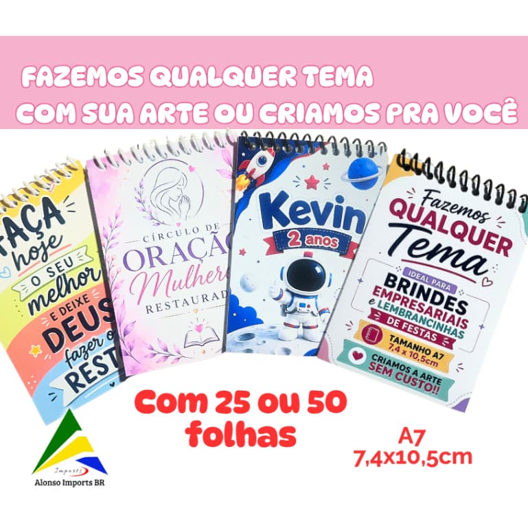 15 / 20 / 30 / 35 / 40 / 50 / 60 / 70 - Bloquinhos Personalizados - 25/50 folhas - Todos os Temas - Stitch