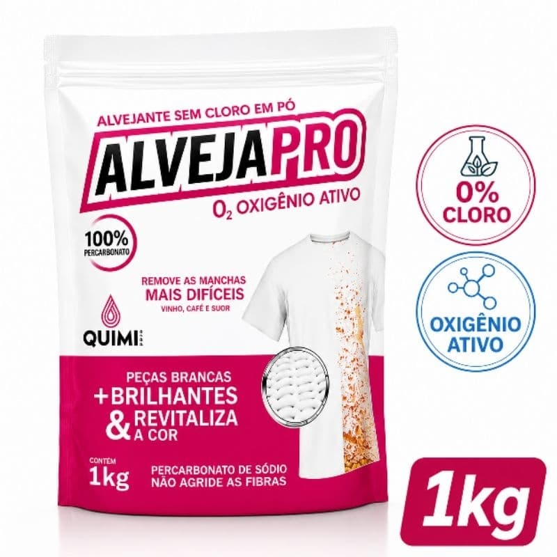 Percabonato de Sodio 1kg Tira manchas Oxigênio ativo Sem cloro Alvejapro Quimivida Clareador roupas Mofo