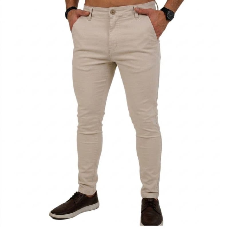 Calças MasculinasJeans e Sarja com Elastano,Tecido Grosso,Confortável Para o Dia a Dia e Trabalho.