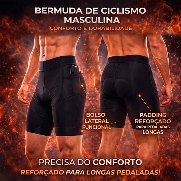 Bermuda de Ciclismo Masculina em Lycra Confortável – Secagem Rápida e Anatômica