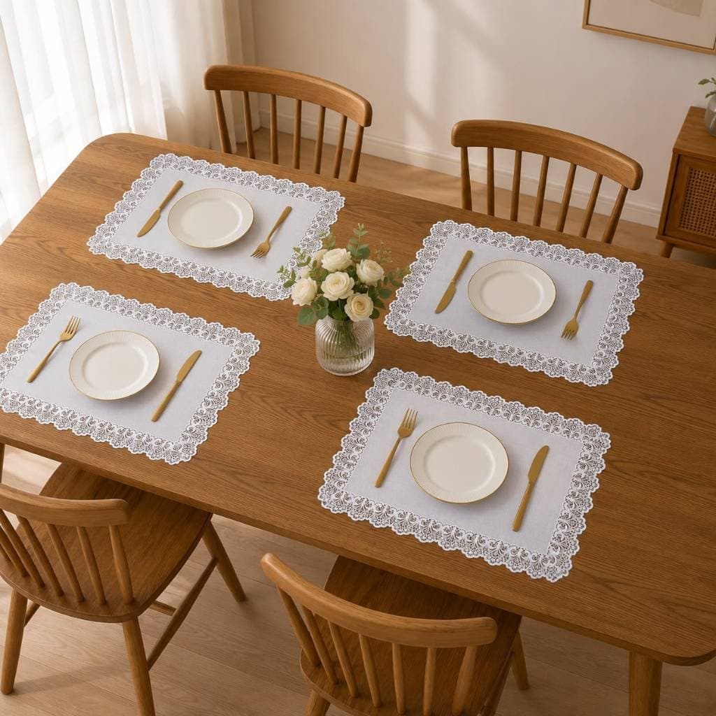 Kit 2 Pçs Jogo Americanos Retangulares 45cm x 30cm Decorativo  para Mesa de Jantar Estilo Americano 8704