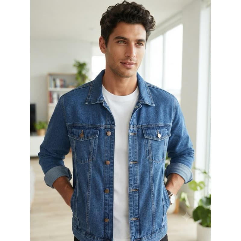 Jaqueta Jeans Masculina Tradicional Sem Elastano Jeans Claro Casaco Jeans Várias Cores P M G GG