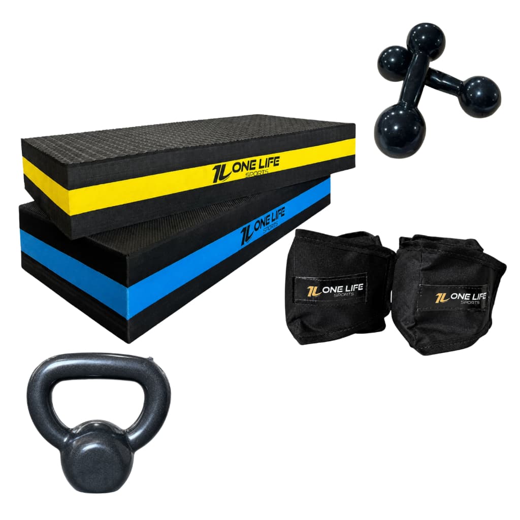 Kit Exercício em Casa Caneleira Profissional 3kg 2 Steps Kettlebell 4kg Halter 2kg Treino Funcional