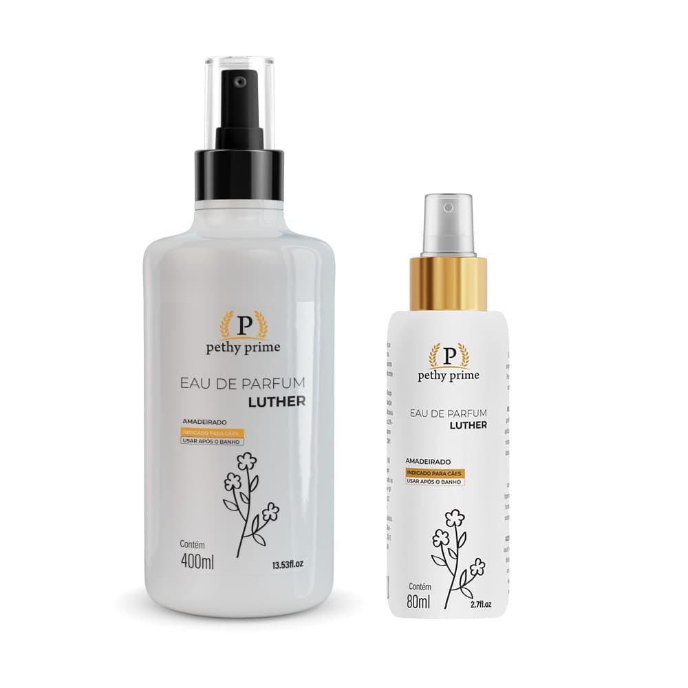 Eau de Parfum Luther Pethy Prime 80ml ou 400ml | Perfume Pet Sofisticado para Cães e Gatos