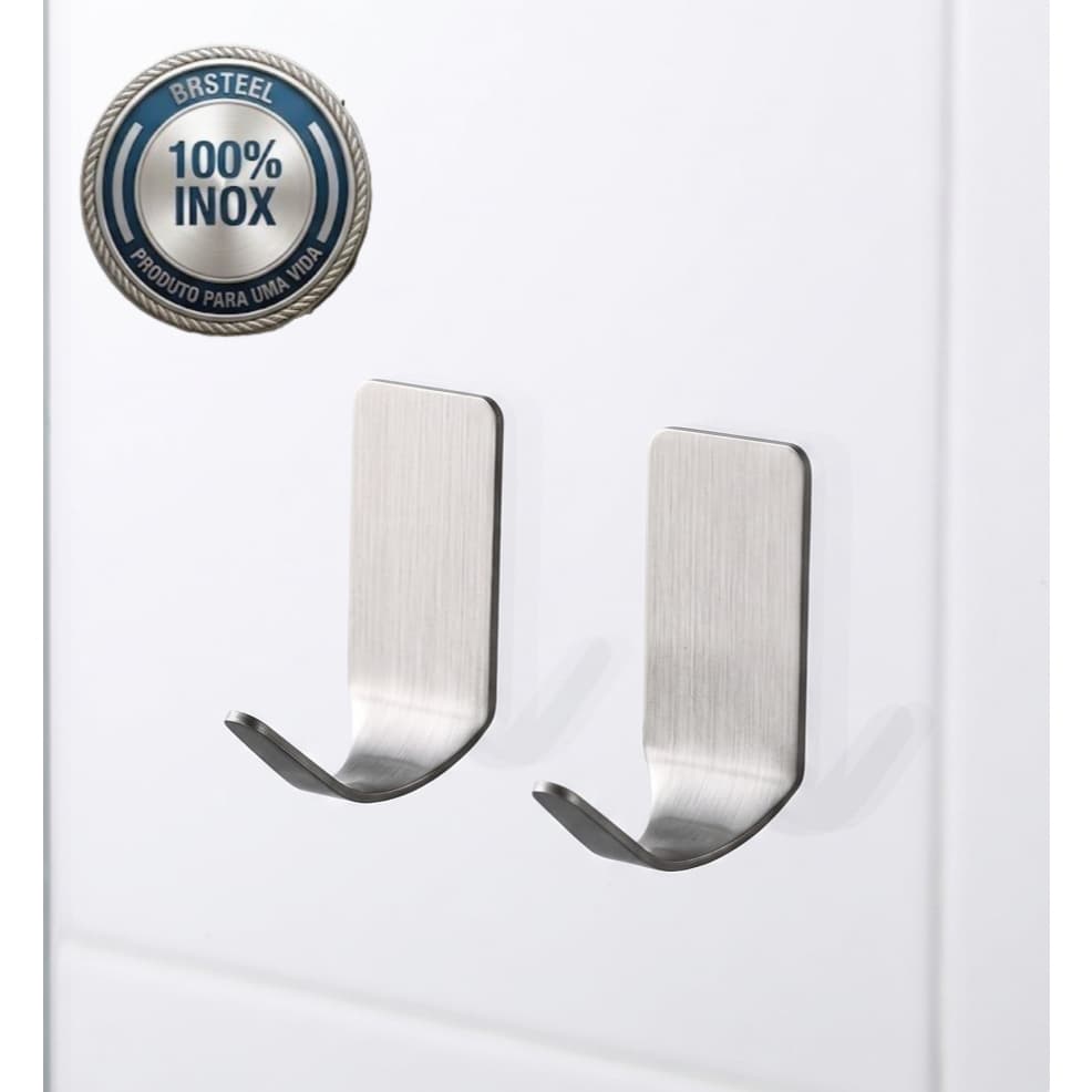 Gancho De Parede Inox Adesivo Pendurar Roupas Chaves 5 Pçs