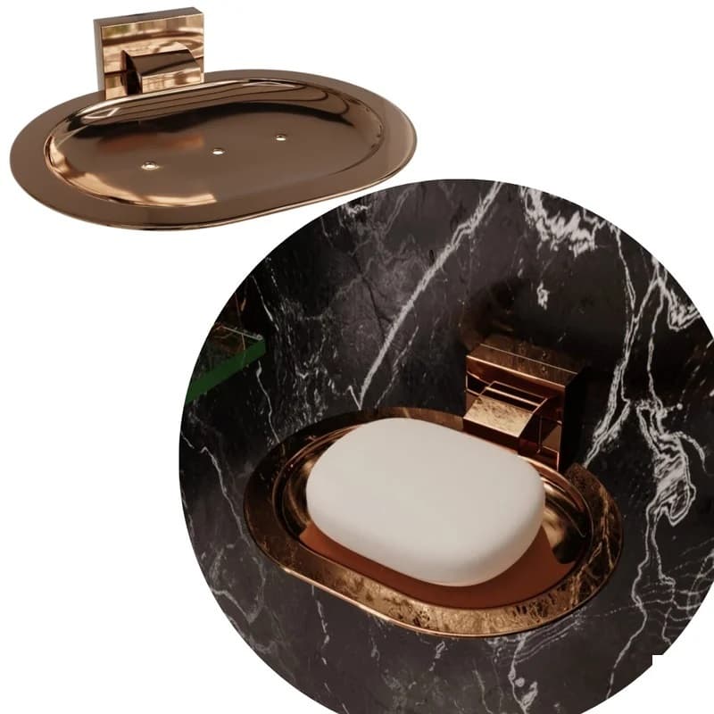 Saboneteira de Parede Italy Line Eterna Inox Red Gold para Banheiro Lavabo Box