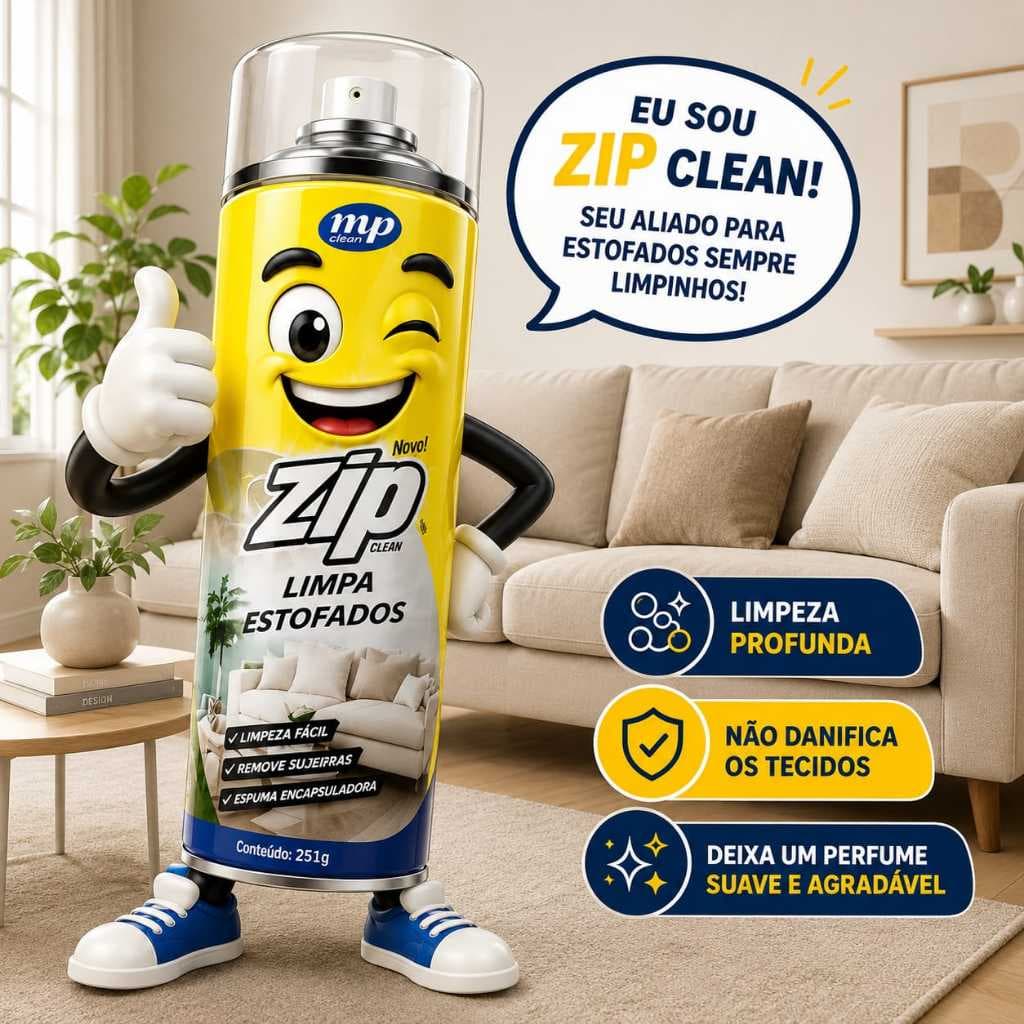 Espuma Spray Zip Clean 300ml Limpa a Seco Sofá, Estofado, Banco de Carro Limpeza Profunda