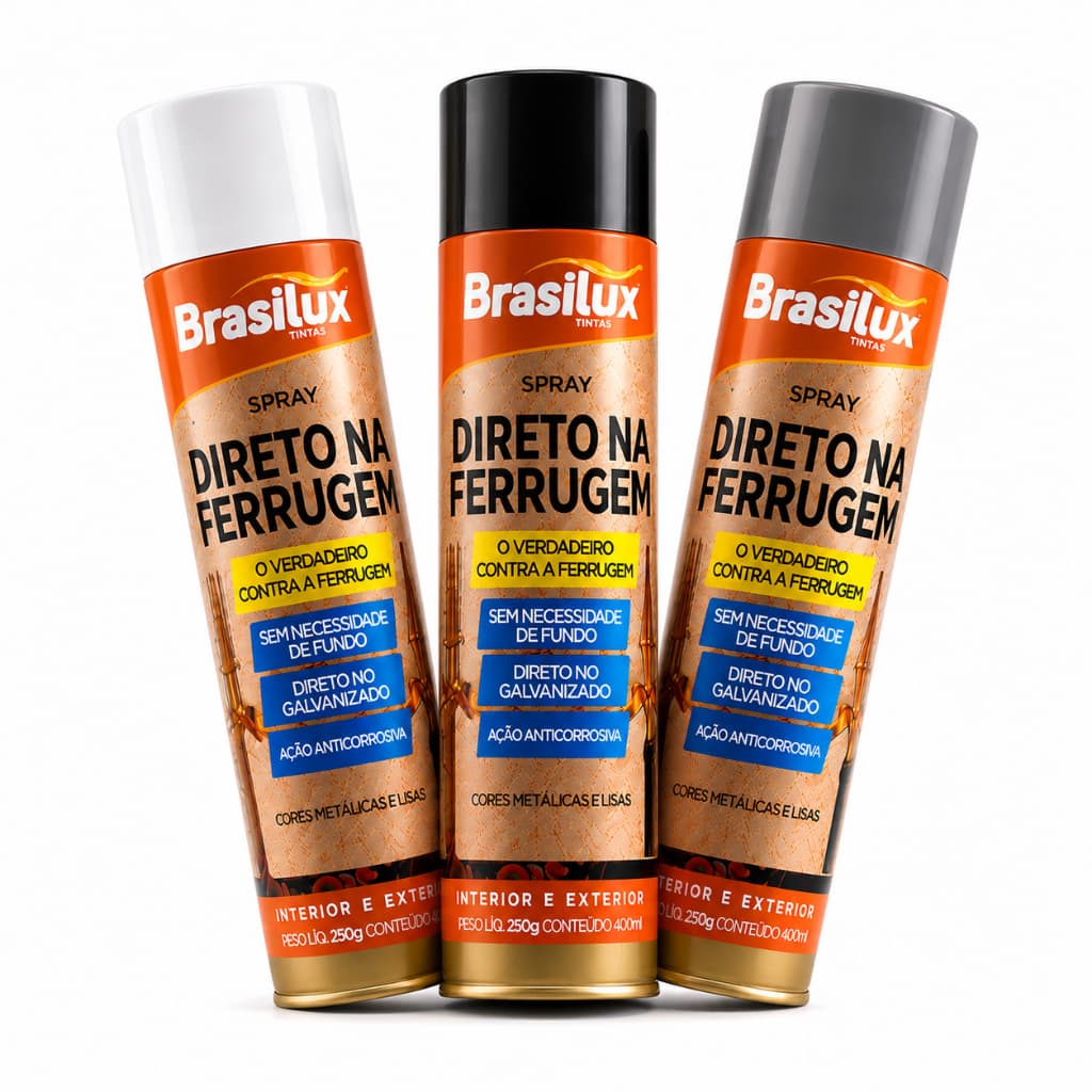 Spray Direto na Ferrugem 400ml Brasilux - Todas as Cores Disponiveis