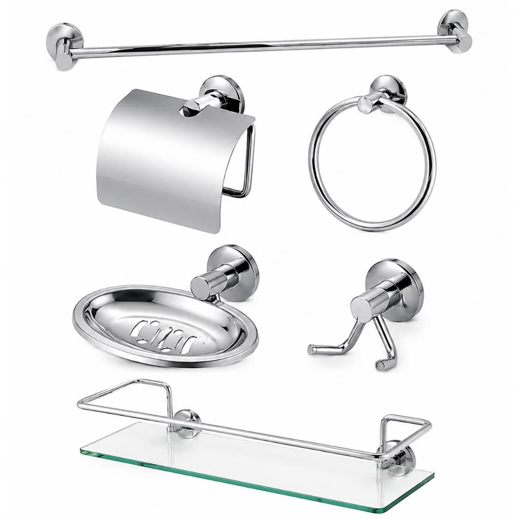 Kit Banheiro 6 Peças Stander Cromado Vidro 6mm Acessórios Luxo