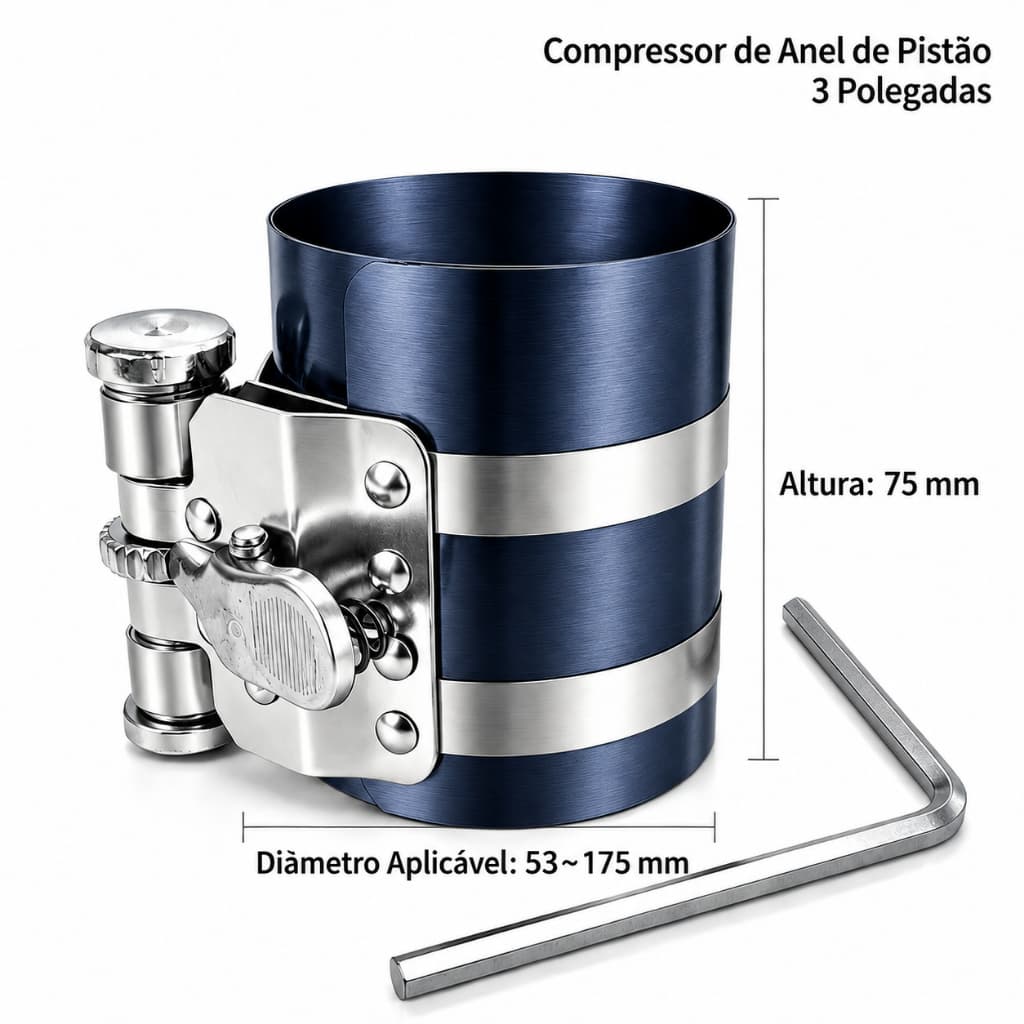 Compressor de Anel de Pistão Ajustável, Modelos 3 / 4 / 6 Polegadas, Ferramenta para Montagem de Pistão de Motores