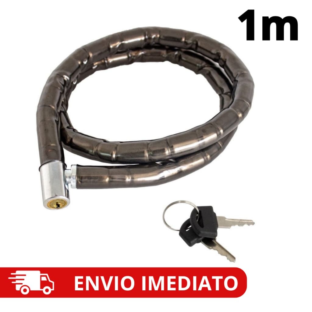 Corrente Cadeado Articulado Trava Cabo de Aço Grosso de Bicicleta Bike Moto 2 Chaves