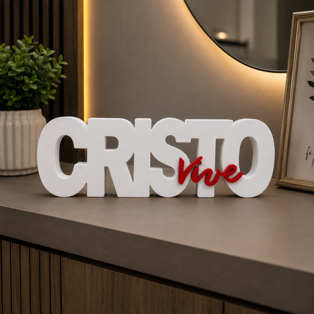 Decoração Letreiro Cristo Vive Placa Decorativa Para Quarto Sala Escritório Hall Para Presente