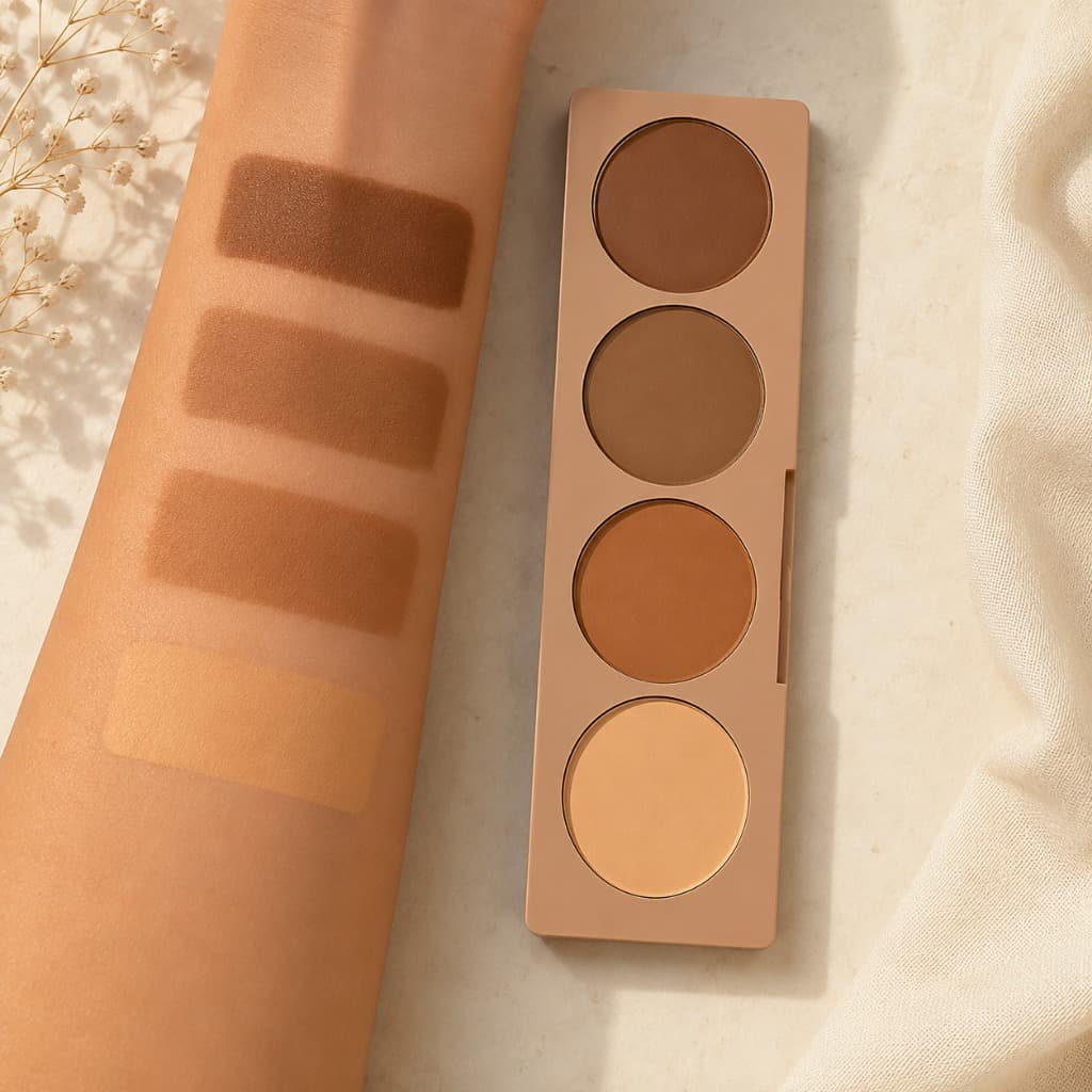 Paleta De Contorno Profissional Ludurana 4 Tons Matte Contorno Facial Alta Pigmentação Premium